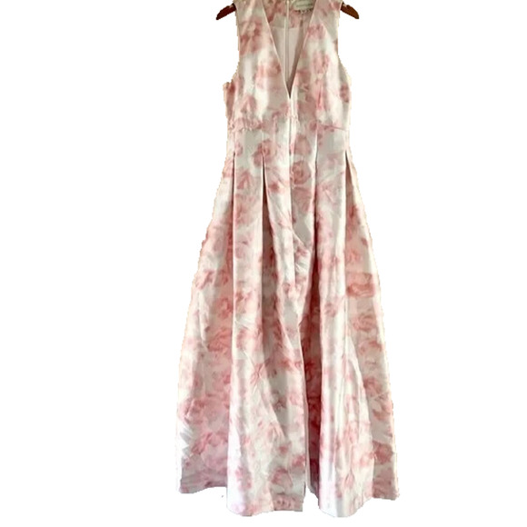 SACHIN & BABY BROOKE V-NECK SLEEVELESS LONG PINK FLORAL GOWN NWT $825 - Picture 6 of 10